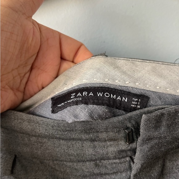 Zara grey zippered button hook tapered trousers size Small - Picture 6 of 12
